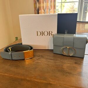 Dior Blue Leather SLG Montaigne Pouch Calfskin